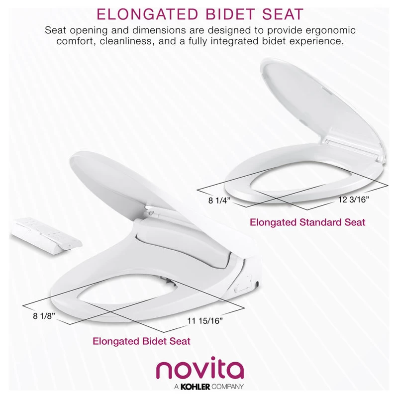 Kohler BD-N450US Novita Elongated Bowl Bidet Seat - White 4 Kohler BD-N450US Novita Elongated Bowl Bidet Seat - White - Image 2