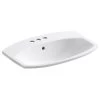 Kohler K-2351-4 Cimarron 20-3/8" Drop In Bathroom Sink - White