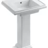 Kohler Tresham 24" Pedestal Bathroom Sink With Single Faucet Hole, White -Kohler home design 101