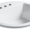 Kohler Bryant Round Drop-In Bathroom Sink With 4" Centerset Faucet Holes, White -Kohler home design 108
