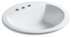 Kohler Bryant Round Drop-In Bathroom Sink With 4" Centerset Faucet Holes, White