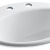 Kohler Farmington Drop-In Bathroom Sink With 8" Widespread Faucet Holes, White -Kohler home design 11