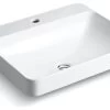 Kohler Vox Rectangle Vessel Bathroom Sink With Single Faucet Hole, White -Kohler home design 113