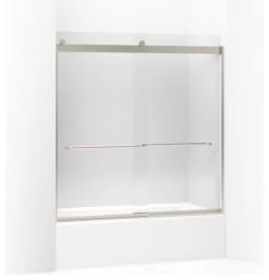 Kohler Levity Sliding Bath Door, W/ 1/4" Thick Crystal Clear Glass, Matte Nickel