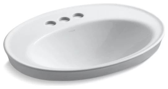 Kohler Serif Drop-In Bathroom Sink With 4" Centerset Faucet Holes, White 3 Kohler Serif Drop-In Bathroom Sink With 4" Centerset Faucet Holes, White