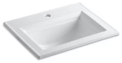 Kohler Memoirs Stately Drop-In Bathroom Sink With Single Faucet Hole, White