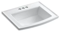 Kohler Archer Drop" Bathroom Sink With 4" Centerset Faucet Holes, White