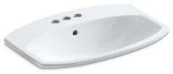 Kohler Cimarron Drop-In Bathroom Sink With 4" Centerset Faucet Holes, White