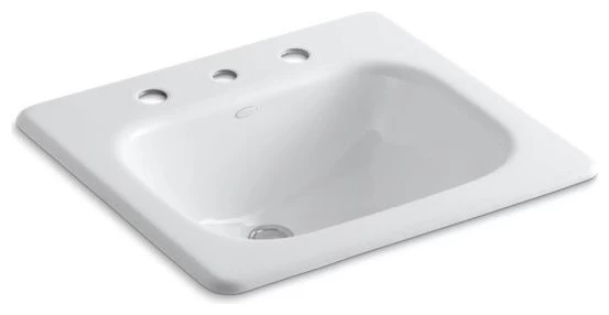 Kohler Tahoe Drop-In Bathroom Sink With 8" Widespread Faucet Holes, White 3 Kohler Tahoe Drop-In Bathroom Sink With 8" Widespread Faucet Holes, White