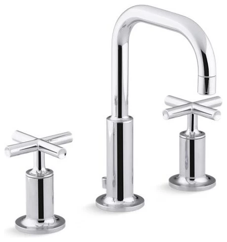 Kohler Purist Widespread Bathroom Faucet W/ Low Cross Handles, Polished Chrome 3 Kohler Purist Widespread Bathroom Faucet W/ Low Cross Handles, Polished Chrome