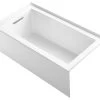 Kohler K-20202-LA Underscore 60" Soaking Bathtub For Three Wall - White -Kohler home design 24