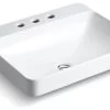 Kohler Vox Rectangle Vessel Bathroom Sink With Widespread Faucet Holes, White -Kohler home design 3