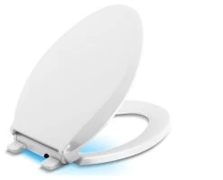 Kohler Cachet Nightlight Quiet-Close W/ Grip-Tight Elongated Toilet Seat, White