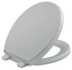 Kohler Reveal Quiet-Close W/ Grip-Tight Bumpers Round Toilet Seat, Ice Grey