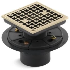 Kohler Square Design Tile-In Shower Drain, Vibrant French Gold