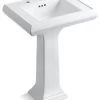 Kohler Memoirs 24" Pedestal Bathroom Sink W/ 8" Widespread Faucet Holes, White -Kohler home design 431