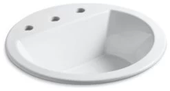 Kohler Bryant Round Drop-In Bathroom Sink With 8" Widespread Faucet Holes, White