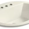 Kohler Bryant Oval Drop-In Bathroom Sink With 4" Centerset Faucet Holes, Biscuit