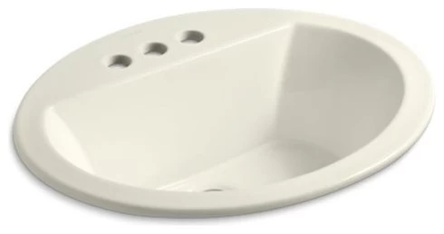 Kohler Bryant Oval Drop-In Bathroom Sink With 4" Centerset Faucet Holes, Biscuit 3 Kohler Bryant Oval Drop-In Bathroom Sink With 4" Centerset Faucet Holes, Biscuit
