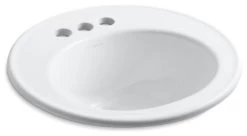 Kohler Brookline 19" Diameter Drop-In Bathroom Sink W/ 4" Centerset Holes, White