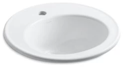 Kohler Brookline 19" Diameter Drop-In Bathroom Sink W/ Single Faucet Hole, White