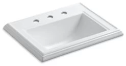 Kohler Memoirs Drop-In Bathroom Sink W/ 8" Widespread Faucet Holes, White