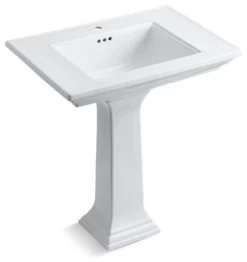 Kohler Memoirs Stately 30" Pedestal Bathroom Sink With Single Faucet Hole, White
