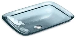 Kohler Inia Wading Pool Glass Rectangular Vessel Bathroom Sink, Translucent Dusk