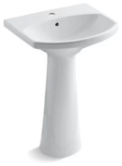 Kohler Cimarron Pedestal Bathroom Sink With Single Faucet Hole, White