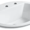 Kohler Bryant Oval Drop-In Bathroom Sink With 8" Widespread Faucet Holes, White