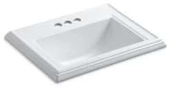 Kohler Memoirs Classic Drop-In Bathroom Sink W/ 4" Centerset Faucet Holes, White