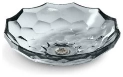 Kohler Briolette Vessel Faceted Glass Bathroom Sink, Ice