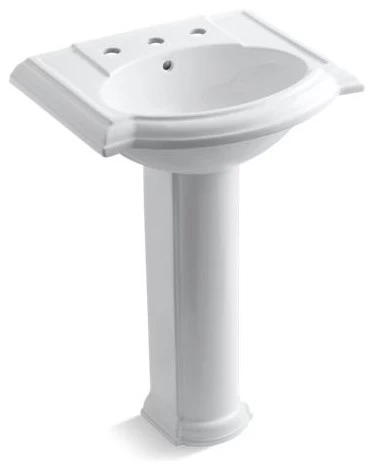 Kohler Devonshire 24" Pedestal Bathroom Sink W/ 8" Widespread Holes, White 3 Kohler Devonshire 24" Pedestal Bathroom Sink W/ 8" Widespread Holes, White