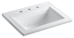 Kohler Memoirs Stately Drop-In Bathroom Sink W/ 8" Widespread Holes, White