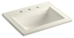 Kohler Memoirs Stately Drop-In Bathroom Sink W/ 8" Widespread Holes, Biscuit