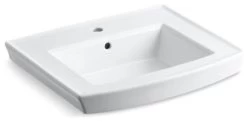 Kohler Archer Pedestal Bathroom Sink With Single Faucet Hole, White