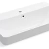 Kohler Vox Rectangle Trough Vessel Bathroom Sink With Single Faucet Hole, White -Kohler home design 486
