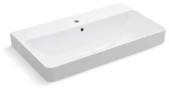 Kohler Vox Rectangle Trough Vessel Bathroom Sink With Single Faucet Hole, White