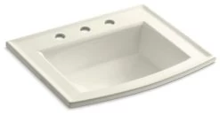 Kohler Archer Drop-In Bathroom Sink With 8" Widespread Faucet Holes, Biscuit