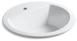 Kohler Bryant Round Drop-In Bathroom Sink With Single Faucet Hole, White