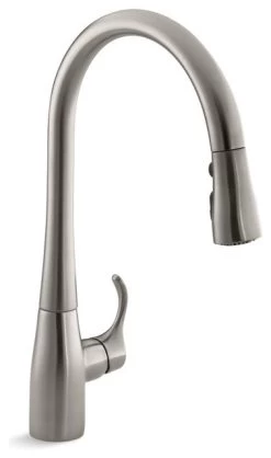 Kohler Simplice Kitchen Faucet With 16-5/8" Pull-Down Spout, Vibrant Stainless