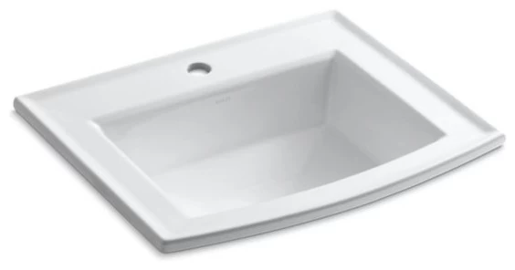 Kohler Archer Drop-In Bathroom Sink With Single Faucet Hole, White 3 Kohler Archer Drop-In Bathroom Sink With Single Faucet Hole, White