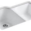 Kohler Executive Chef Double-Bowl Kitchen Sink W/ 4 Oversize Holes, White -Kohler home design 537