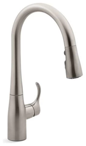 Kohler Simplice Kitchen Faucet W/ 15-3/8" Pull-Down Spout, Vibrant Stainless 3 Kohler Simplice Kitchen Faucet W/ 15-3/8" Pull-Down Spout, Vibrant Stainless