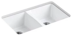 Kohler Deerfield 33" X 22" X 9-5/8" Under-Mount Double-Equal Kitchen Sink, White