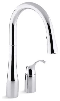 Kohler Simplice Kitchen Faucet W/ 16-1/8" Pull-Down Swing Spout, Polished Chrome