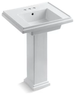 Kohler Tresham 24" Pedestal Bathroom Sink With 4" Centerset Faucet Holes, White