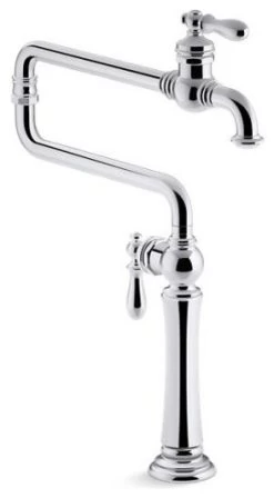Kohler Artifacts Pot Filler Kitchen Faucet With Extended Spout, Polished Chrome