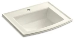 Kohler Archer Drop-In Bathroom Sink With Single Faucet Hole, Biscuit