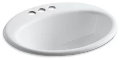 Kohler Farmington Drop-In Bathroom Sink With 4" Centerset Faucet Holes, White